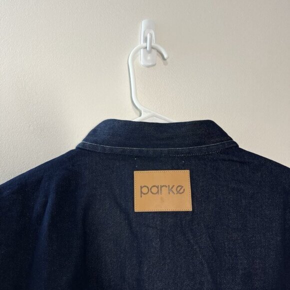 Parke Dark Wash Denim Short Sleeve Button Down Front Pocket Oversize Shirt XL - Picture 4 of 8